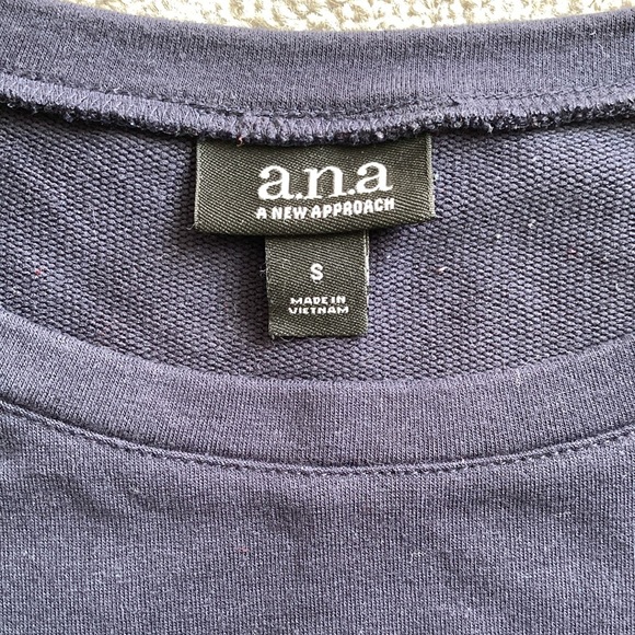 a.n.a Navy High-Low Sweatshirt with Bishop Sleeves - Picture 6 of 7